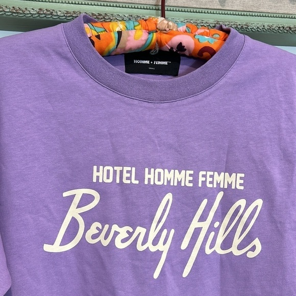 New Hotel Homme + Femme Beverly Hills lavender short sleeve crewneck T-shirt sm - Picture 2 of 5